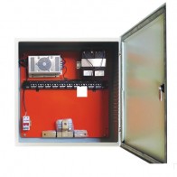MAX COMBO SIMPLES (1 disjuntor, 2 prensa cabo de uma polegada, 1 ventoinha, 1 fonte nobreak 24v/7a, 2 bateria selada 12V 7A, 1 patch panel 10 porta 24v, 1 quadro de comando cl 555517, 1 suporte 2 bateria)